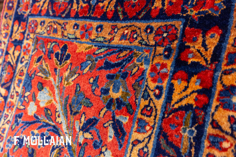 فرش دستباف کوچک آنتیک ایرانی کاشان منچستر کد:۱۸۰۱۲۸۳۲
